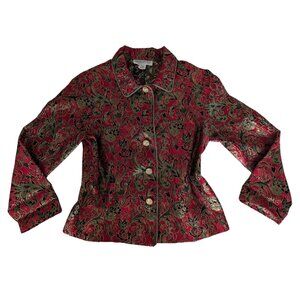 Vintage Renaissance Whimsy Brocade Red and Gold Jacket Size L